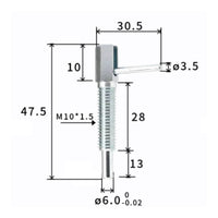 Precision Machined L-Handle Indexing Plunger High-Grade Material L-Shaped Knob Plunger Threaded Body Stop Stop Long-Lasting Construction for Machinery, Fixtures, Jigs