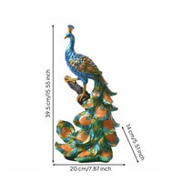 2 Pieces Resin Peacock Decorative Piece Vivid Hues Home Decor Ornamental Tail