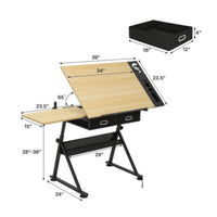 Tilted Drafting Table Ergonomic Drafting Table with Drawers Sturdy Art Desk with Drawers Long-Lasting for Artists, Home Office