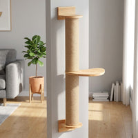 Wooden Cat Scratcher Wall Mounted Toy Accessory, Vertical Scratch Pad for Indoor Cats, Space Saving Large Scratching Surface and Play Surface