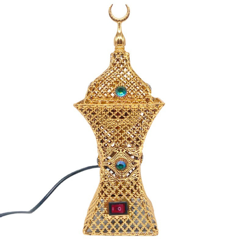 Plug-in Middle Eastern Incense Burner, Iron, Classical Style, Electroplated Finish