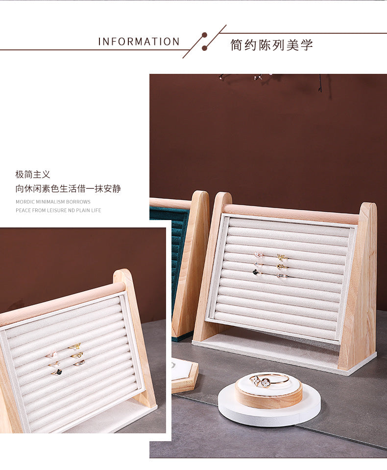 斜面戒指展示架耳钉耳环收纳架子项链架子首饰架手链珠宝陈列道具 斜面展示架黑绒（戒指款）