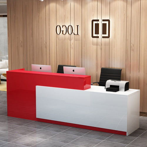 Modern Reception Desk Sturdy Construction L-Shaped Front Desk Heavy Duty Cashier Wrap Counter for Business Owners, Office Managers, Spa, Hotel, Lobby