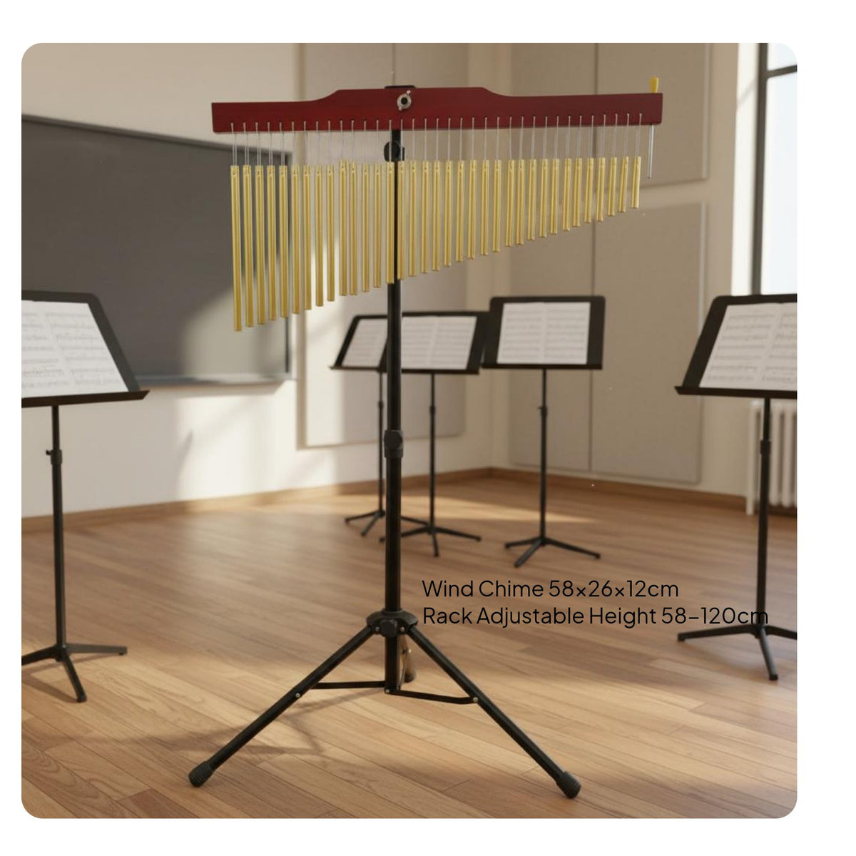 25 Tone Chime Bar Crisp Sound Bar Chimes Adjustable Stand for Musicians
