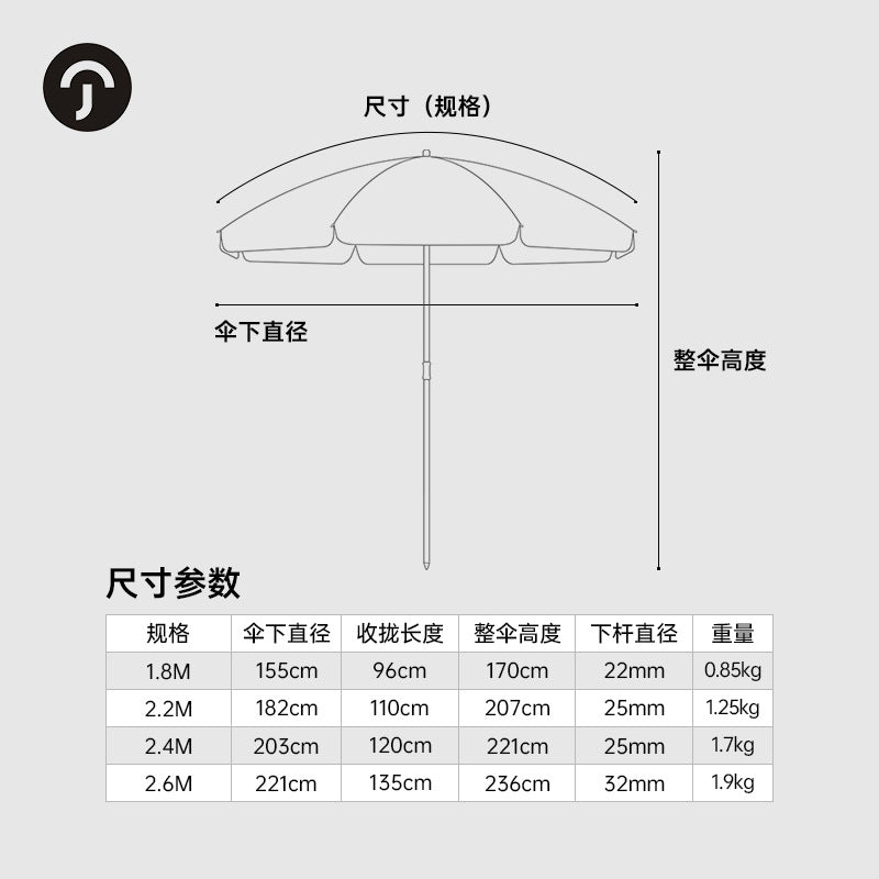 Tiltable Outdoor Umbrella with Steel Pole and Black Coating