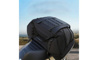 Motorcycle Tail Bag with Straps Strap-Mount Motorcycle Rear Seat Bag Large Capacity for Motorcyclists, Commuters