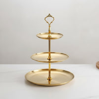 Stainless Steel 3-Tier Dessert Stand Metal Dessert Stand with Handle Pedestal Cupcake Stand Sturdy for Party Hosts, Afternoon Tea, Buffets, Parties
