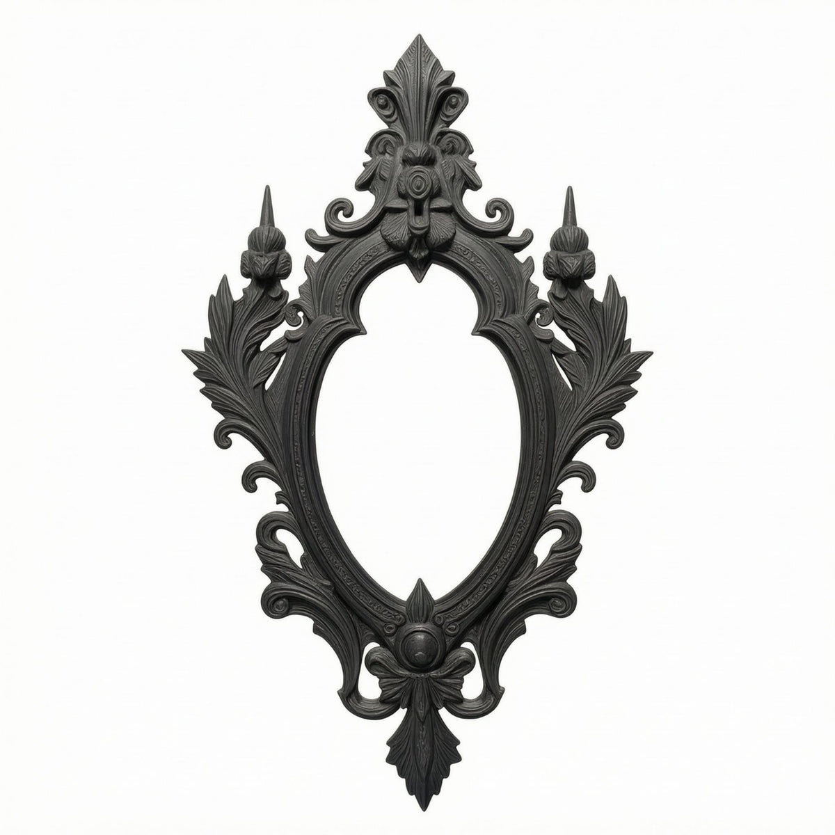 Medieval Picture Frame Scrollwork Image Holder Pointed Finials