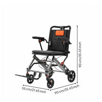 Foldable Reclining Wheelchair Easy to Push Folding Wheelchair Comfortable Seat Lightweight Reclining Transport Chair Adjustable Backrest for Elderly, Seniors, Airport