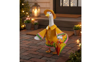 Goose Statue Raincoat Floral Pattern Porch Goose Costume for Garden