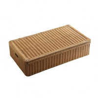 Woven Container Box Handwoven Rattan Style Storage Basket Bin Dust Protection