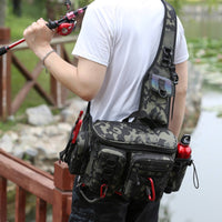 Fishing Shoulder Bag Multiple Pockets Crossbody Fishing Bag Adjustable Strap