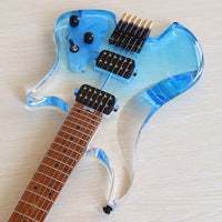 30-inch Headless Acrylic Electric Guitar with Blue Gradient