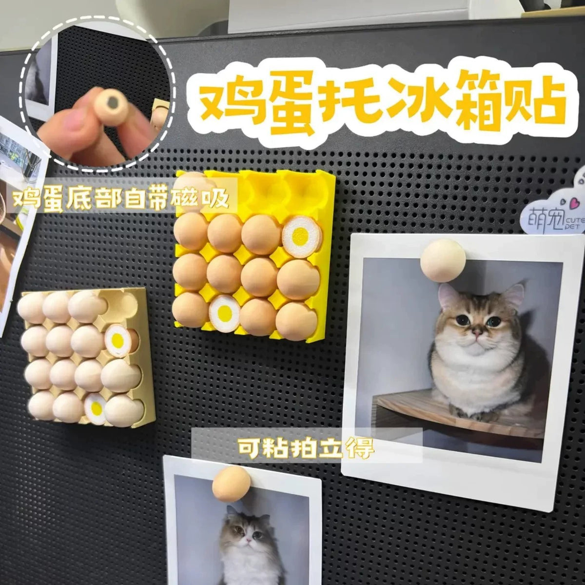 Egg Tray Magnet Fridge Magnet with Photo Clip and Sticky Note
