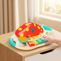 Multifunctional Fungus-Shaped Keyboard Toy Light-up Toy Piano with Drum Pad Sensory Kids Piano Keyboard Portable for Toddlers
