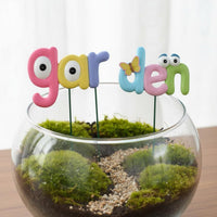 Decorative Sign 2-Piece Set Colorful Garden Stake Indoor Outdoor Use Cartoon Garden Letter Sign for Flower Pot, Patio