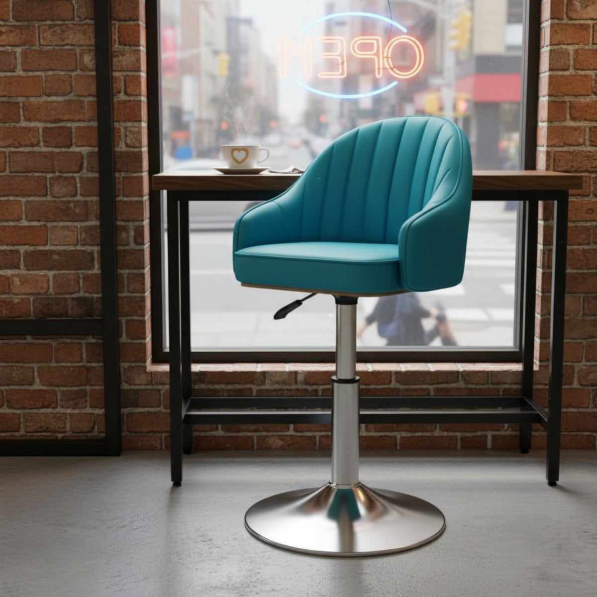 Ergonomic Backrest Adjustable Swivel Bar Stool Wear-Resistant Upholstery Modern Pedestal Bar Stool Built-in Footrest Upholstered Counter Chair with Back for Reception Desk, Kitchen Island