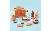 Pretend Bread Maker Toy Bright Colors Wooden Breakfast Toy Screen Fun Pretend Food Set for Playroom