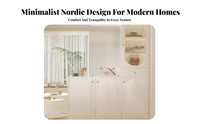 Modern Minimalist aesthetic Entryway Divider Cabinet Multi-Functional Design Freestanding Divider storage shelf Glass Panel Accent Room Partition Privacy Screen for Apartment Dwellers, Homeowners, Adults, Hallway, Bedroom, Study, Office