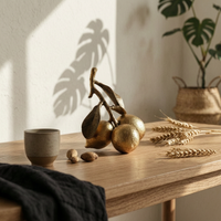 Gold Lemon Ornament Textured Surface Fruit Statue Artisanal for Bookshelf