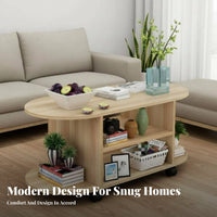 Oval Coffee Table with Shelf Modern Design two-shelf Oval Table Minimalist and design