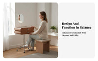 Round Pedestal Table with Mirror Nordic Design Makeup Desk Movable Modernist Inspired for Women, Students, Dressing Area