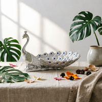 Peacock Fruit Bowl Modern Simple Table Centerpiece Feather Pattern Decorative Dish for Study