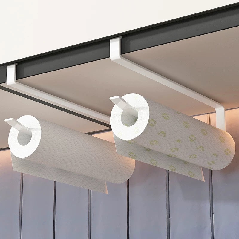 No-Drill Kitchen Paper Towel Holder, White, Iron, Minimalist