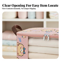 Foldable textile container with view panel Portable Handles Stackable view paneled container