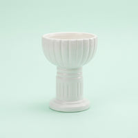 Ceramic Roman Pillar Candle Holder, Glossy Green