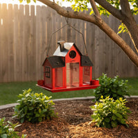 Solar Bird Feeder House Roofed Garden Decor for Outdoor