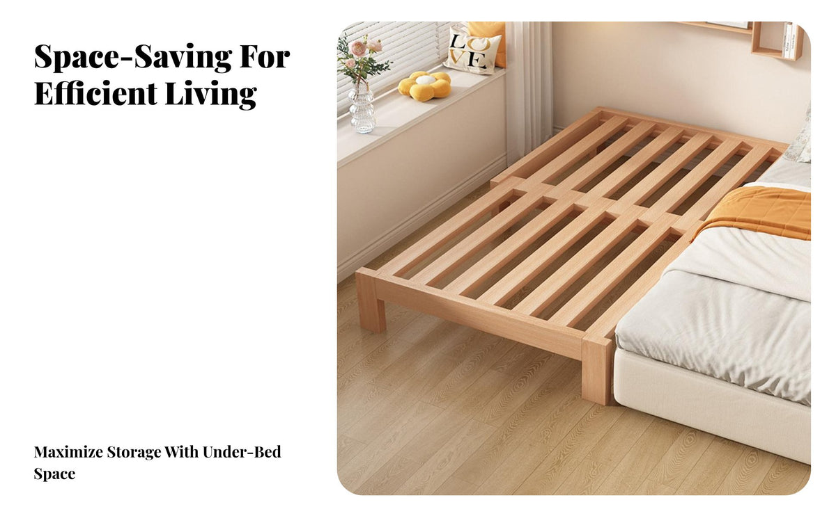 Space-Saving expandableable Slatted Bed Frame Pull-expandable Mechanism transformable Daybed Frame Multi-Functional Bedroom Furniture Sturdy Construction for Apartment Dwellers, Guests, Students, Small Spaces, Living Room
