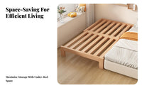 Space-Saving expandableable Slatted Bed Frame Pull-expandable Mechanism transformable Daybed Frame Multi-Functional Bedroom Furniture Sturdy Construction for Apartment Dwellers, Guests, Students, Small Spaces, Living Room