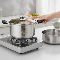 316 Stainless Steel Steamer Pot with Lid, Food Grade Induction Cooker Compatible Soup Pot with Steaming Rack