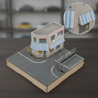 Street-Scene Model with Base Realistic 1/64 Scale Diorama Cityscape Scale Model Building for Display Shelves