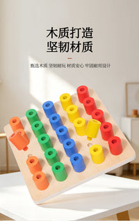 Wooden Sensory Training Toy for Kids, Montessori Cylinder Peg Board