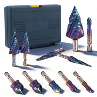 5-Piece HSS Step Drill Bit Set with 6-Piece Chamfering Tool