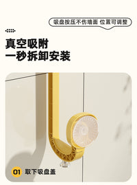 吸盘厨房纸巾架免打孔橱柜保鲜膜收纳架抹布架纸挂架挂杆卷纸架子 奶油白1个+柑橘黄1个