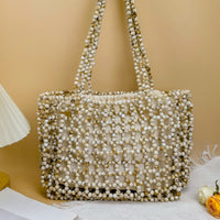 Beaded Handbag Handmade Beaded Tote Pearl for Weddings, Parties, Women, Brides