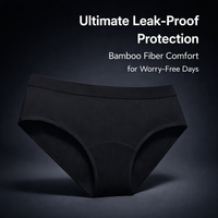 Period Pants for Women with Four Layer Bamboo Fiber for Menstruation, Breathable Postpartum Knickers Plus Size Available, Anti-Leak Underwear