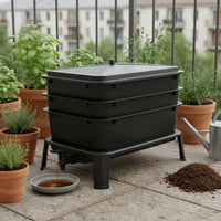 Worm Compost Bin Outdoor Use Garden Composting Ventilated Lid for Home Growers