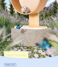 Chengxi Wooden Hamster Running Wheel with Silent Roller, Large Size with Cork Pad and Stand