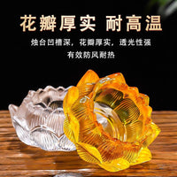 Glass Lotus Oil Lamp Base for Buddhist Altar