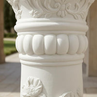 Roman Column Planter Carved Relief Pedestal Planter Pot Ornamental Detailing Ornate Flower Pot for Courtyard