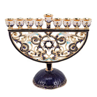 9 Branch Hanukkah Menorah Vintage Design Metal Nine Arm Candle Holder Colorful