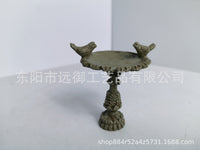 跨境新品户外鸟澡盆摆件创意复古花园庭院树脂工艺品装饰喂鸟器
