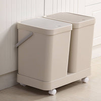3-Compartment Trash Can Space Saving Wheeled Sorting Bin Lightweight for Home