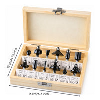12 Pieces Router Bit Set with Wooden Storage Case Organized Router Bit Set with Wooden Case Smooth Tool for Site