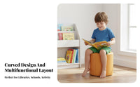 Curved-Shaped shelving unit Sofa Built-in Storage kids' literacy corner for Daycare Center