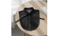 Detachable Dickey Collar Denim Detachable Collar Half Shirt Button-down Pointed for Women, Layering, Office
